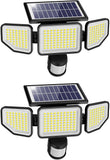 2 Pack 4500LM Solar Security Lights 3 Head Motion Sensor IP65 Waterproof Flood Lights