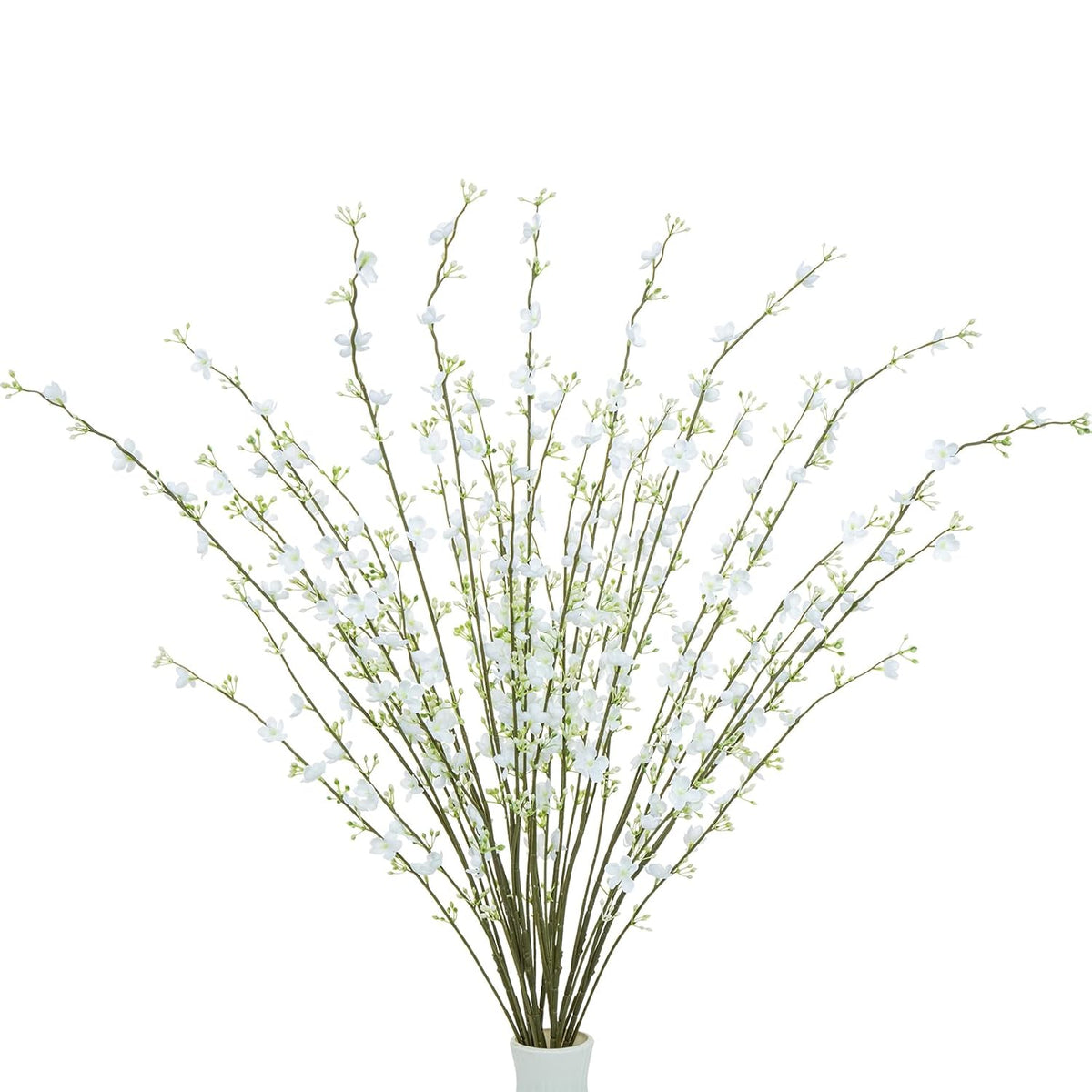 2Pcs Artificial Jasmine Flowers 33.5" Full Vitality Small Floral Branch Stems For Spring Home Office Bedroom Party Wedding Table Centerpieces Decor(White)