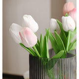 10Pcs White Artificial Flowers Fake Tulips 13" Silk Flower For Home Kitchen Wedding Decor Bouquet Decorations Office Floral Arrangements