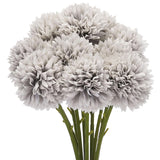 Artificial Flower Heads, Silk Chrysanthemum Ball Hydrangea Grey Faux Flowers For Diy Craft Wedding And Party Decoration Pack Of 10