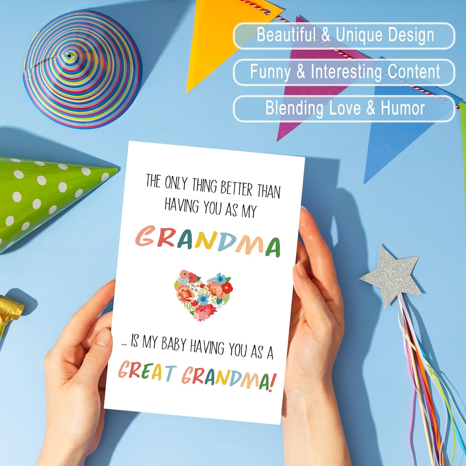 Funny Pregnancy Card For Grandma, Baby Born Announcement Card From Grandson Or Granddaughter (The Best Thing Is My Baby Having You As A Great Grandma)