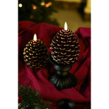 2Pcs Pine Cone Flameless Candles With Remote And Timer,Led Candles Battery Operated,Real Wax Window Candlesticks With Flickering 3D Flame For Christmas Decoration