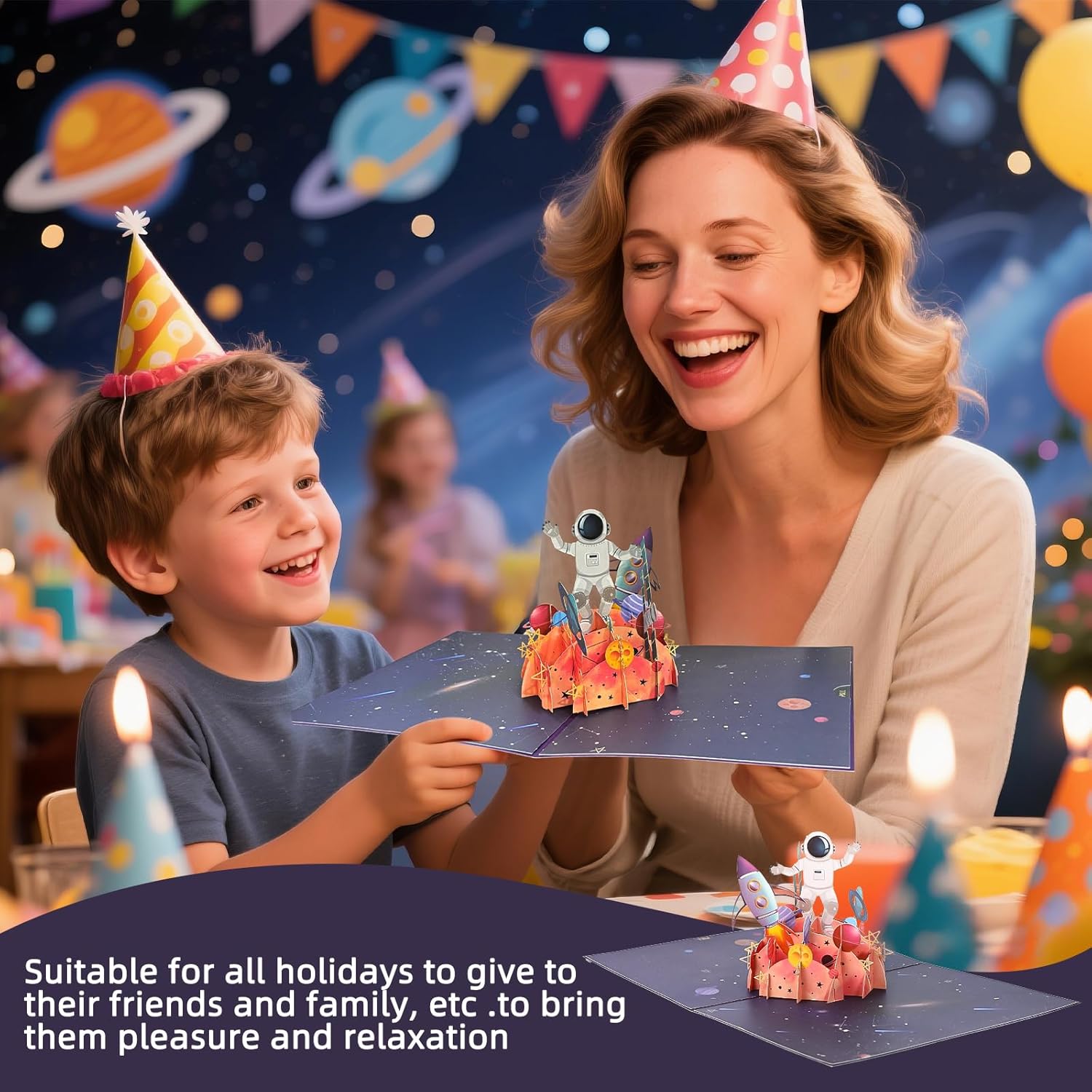 3D Astronaut Space Pop-Up Birthday Card With Envelopes, Blank Greeting Cards, Sealing Stickers - Father'S Day, Friendship Day, Graduation, Anniversary, Children'S Day Gifts For Him