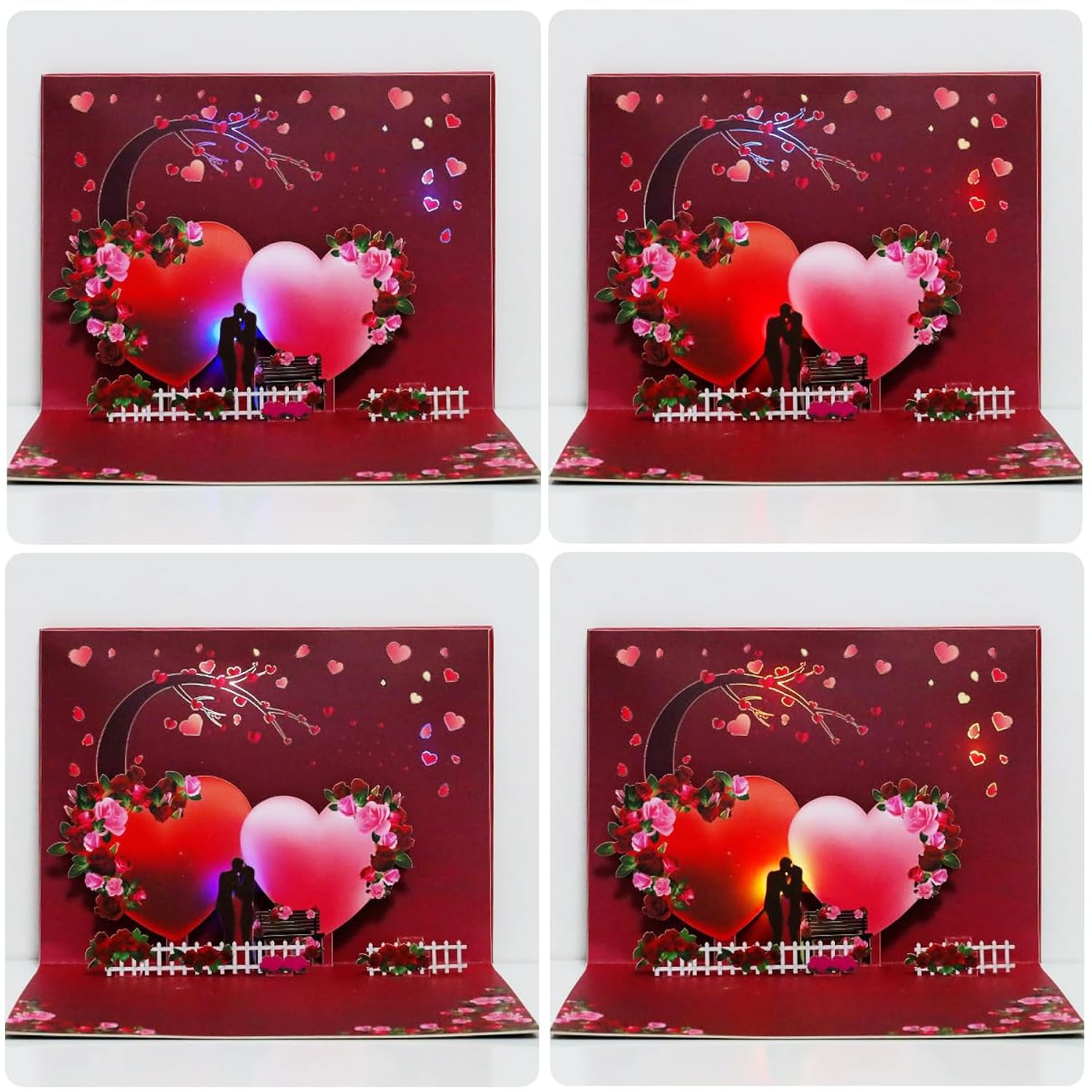 Valentine'S Day Card With Light & Music, Romantic Pop Up Greeting Card, Anniversary, With Envelope.