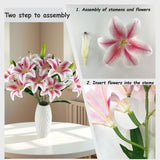 12 Artifical Lily Flowers With 9 Heads Full Bloom Lily & 3 Buds, Long Stem Artificial Stargazer Lilies, Faux Tiger Bouquets For Home Hotel Office Party Decor Table Centerpieces?Light Pink?
