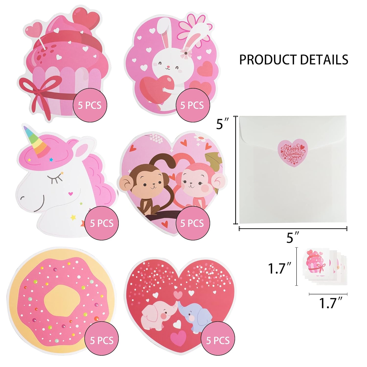 40 Pack Valentine'S Day Greeting Cards For Classmates, Valentines Cards Set With Cute Bookmarks, Temporary Tattoos, Stickers And Envelopes For Classmate, Teachers, 8 Different Designs