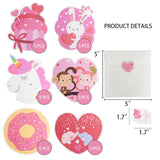40 Pack Valentine'S Day Greeting Cards For Classmates, Valentines Cards Set With Cute Bookmarks, Temporary Tattoos, Stickers And Envelopes For Classmate, Teachers, 8 Different Designs