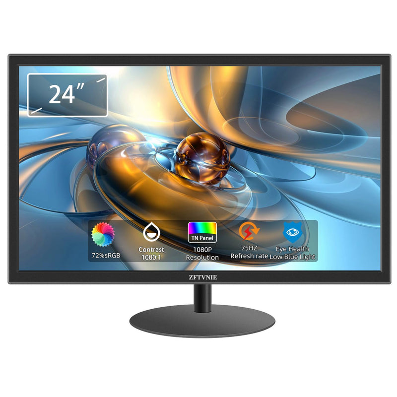 24-Inch Pc Monitor, Fhd 1080P 75Hz Computer Monitor With Hdmi And Vga Ports, V