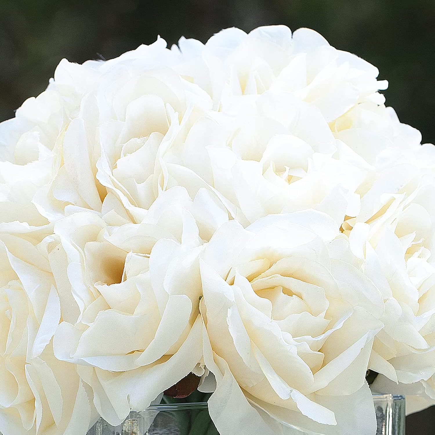 18 Pieces Rose Artificial Flowers In Vase, Artificial Flowers Arrangements In Vase With Faux Water For Dining Table Decoration, Home Decor Indoor(Cream)