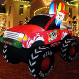 7Ft Long Inflatables Monster Truck Christmas Outdoor Decorations, Xmas Blow Up Santa Driving Monster Truck, Inflatable O
