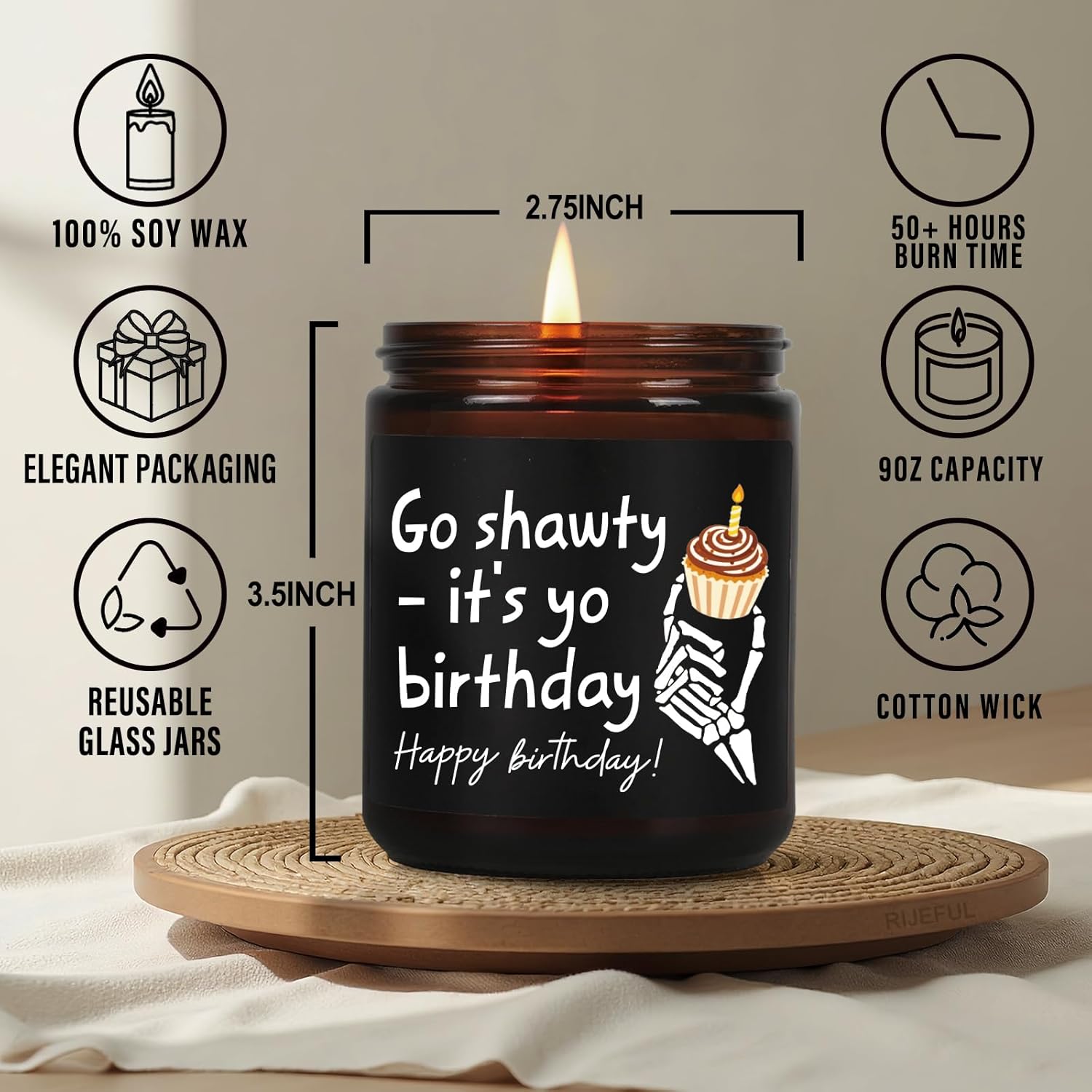 Funny Gothic Happy Birthday Candle Gift For Her Him, Go Guy Its Yo Birthday Candle, Unique Skeleton Gothic Bday Candles Gifts For Women, Men, Husband, Wife, Friends, Female Birthday Candles Gifts11