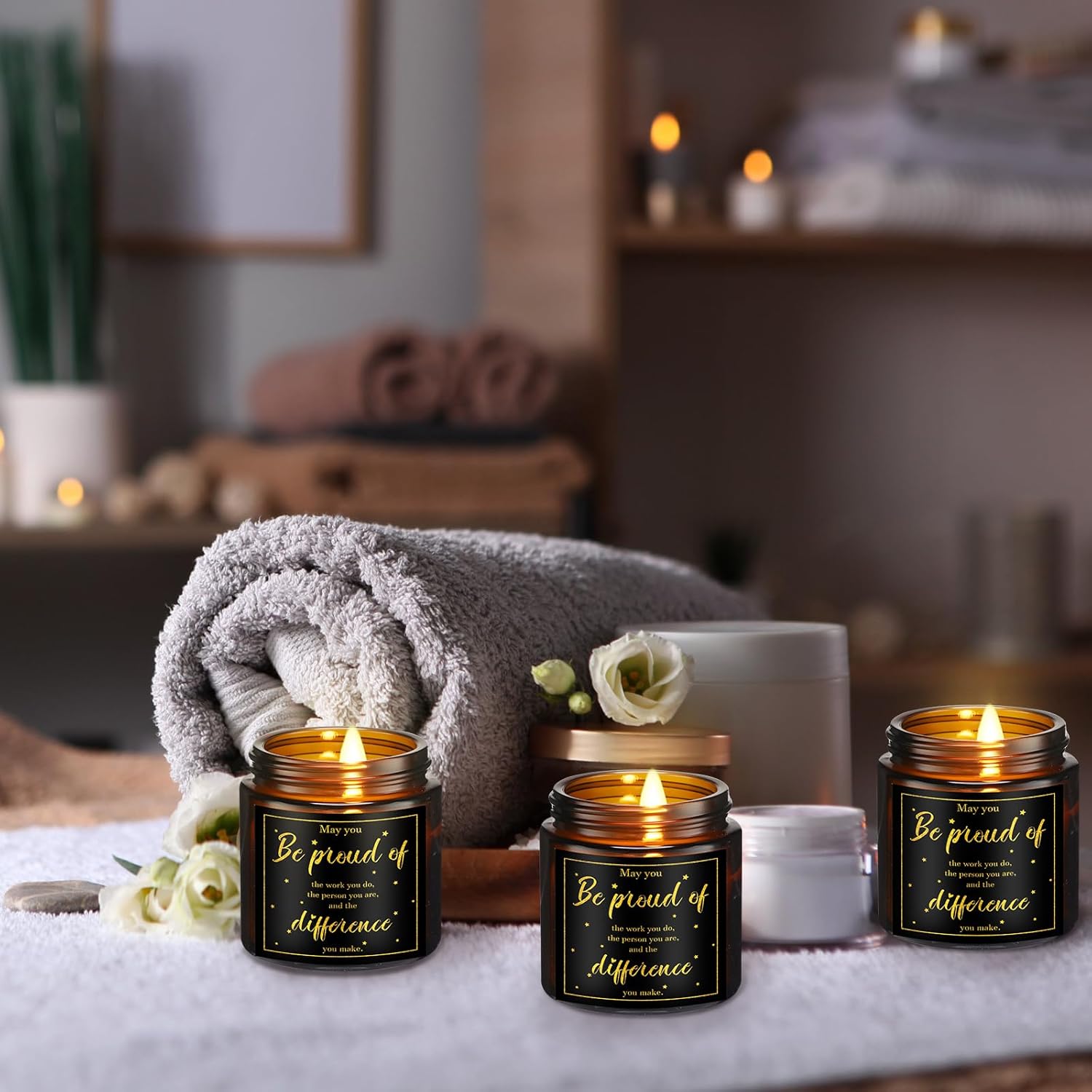10 Pcs Employee Appreciation Gifts Inspirational Jars Scented Soy Candles Bulk 3.5 Oz Thank You Candles For Coworker Staff Social Worker Volunteer Team 2025 Nurse Week Teacher Gifts