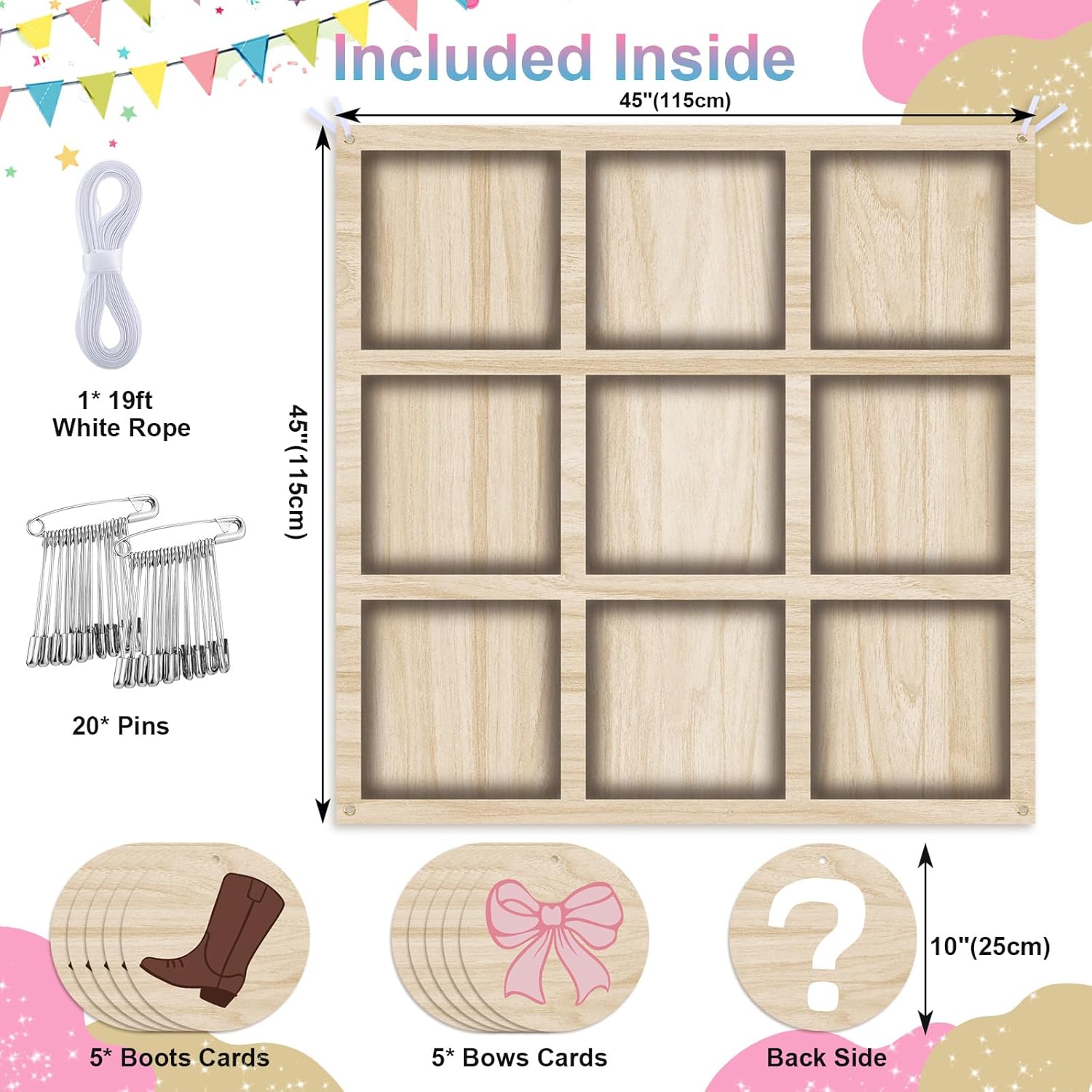 Boots Or Bows Gender Reveal Tic Tac Toe Board Game For He Or She Sign Gender Reveal Party Supplies Ideas For He Or She Party Decorations Backdrop Kit