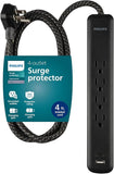 4 Outlet Surge Protector Power Strip USB C 4Ft Braided Cord Flat Plug