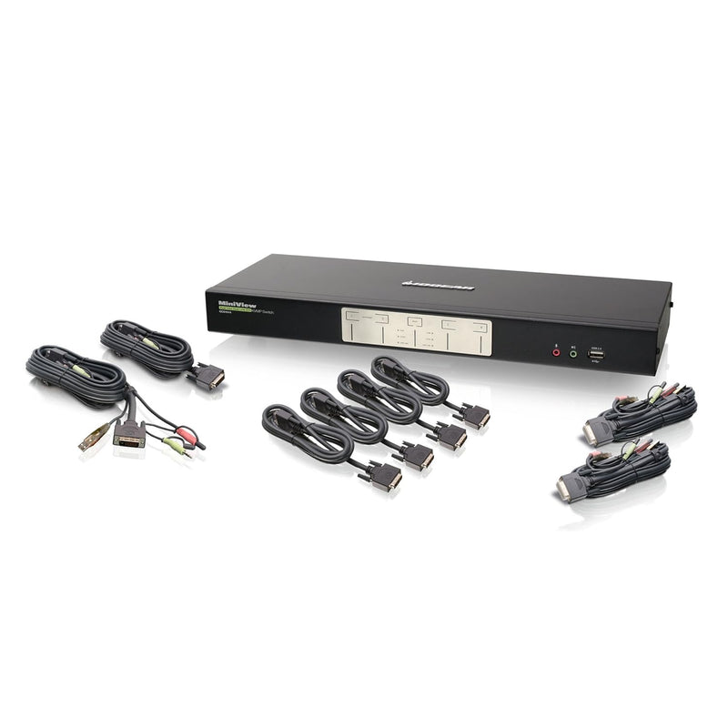 IOGEAR 4-Port Dual View Dual-Link DVI KVMP Switch with Audio, w/Full Set of Ca