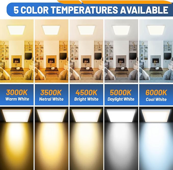 6 Pack 2x2 LED Flat Panel Lights 60W 7200LM 5CCT Dimmable Drop Ceiling Light Fixtures