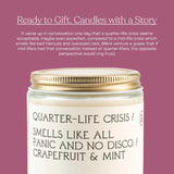 ‘Quarter-Life Crisis’ Coconut Soy Wax Candle Jar | Premium Hand Poured & Long Burning | Grapefruit & Mint Scent | Phthalate-Free | For Home, Office, Gift - 7.8 Oz