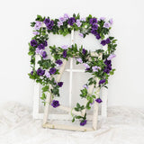 3Pcs 23.7Ft Artificial Purple Rose Flower Garland, Silk Hanging Floral Garland, Decorative Flower Vines For Room Decor Wedding Arch Flowers For Ceremony (Purple)