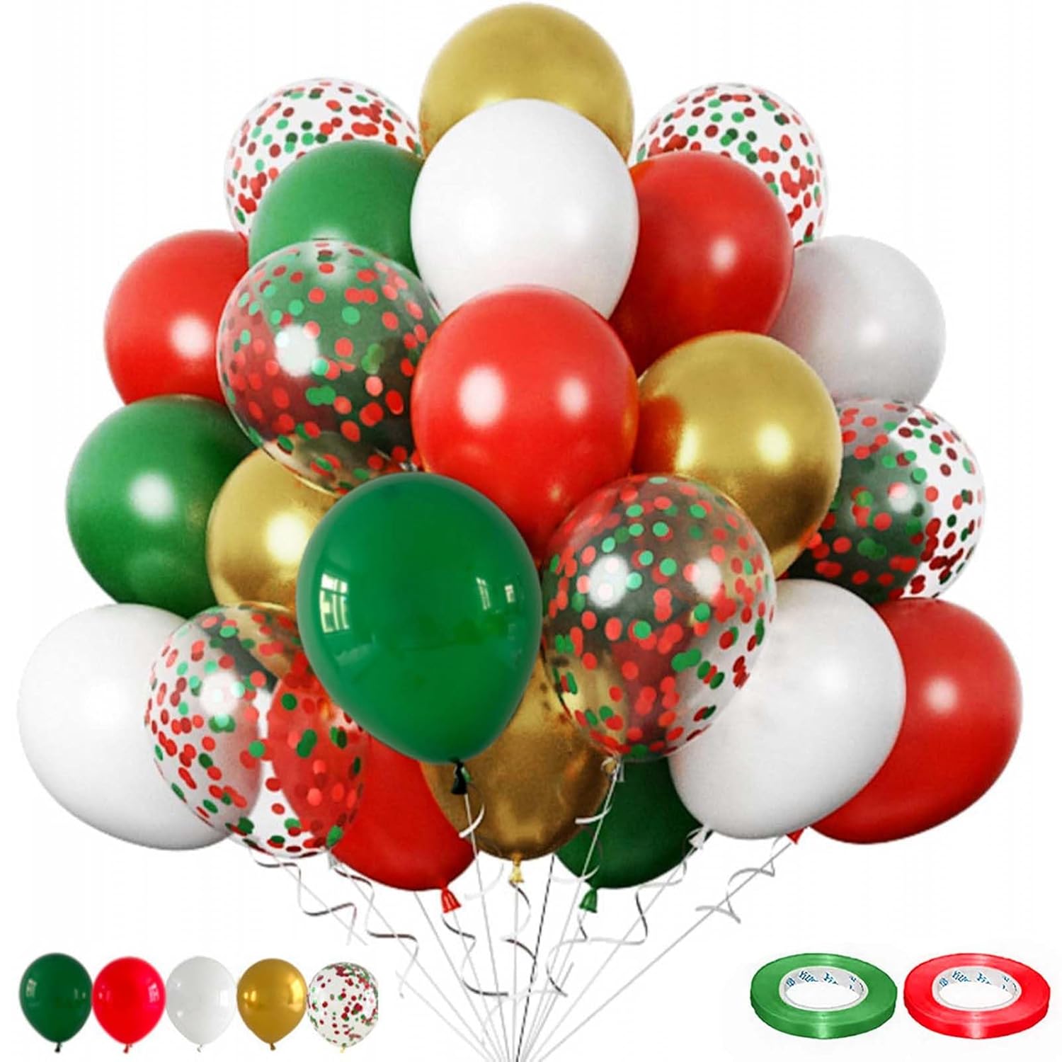 60Pcs Gold Red And Green Balloons,12 Inch Christmas Balloons Green Red And Gold Balloon Arch Kit,Suitable For Birthday Wedding Festival Christmas Party Decorations