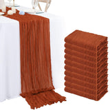 10 Pack Terracotta Cheesecloth Table Runner 10Ft Boho Romantic Gauze Table Runner 20 X 120 Inch Rustic Sheer Runner For Wedding Party Bridal Shower Thanksgiving Christmas Decoration