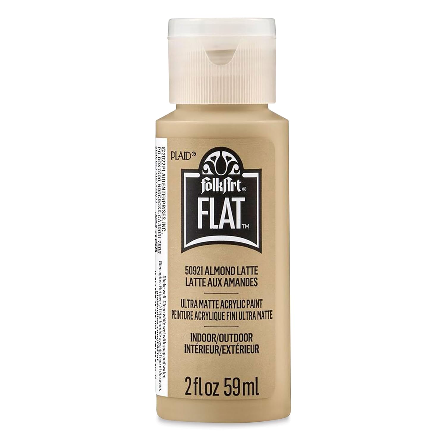FolkArt, Almond Latte Flat Acrylic 2 fl oz Ultra Matte Paint Perfect for Indoor and Outdoor Arts and Crafts Projects, 50921