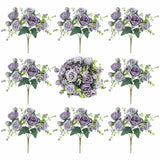 8 Bundles Peonies Artificial Flowers Silk Peonies Faux Flowers Fake Peonies Artificial Flowers Peonies Bouquet For Table Centerpieces Decoration Wedding Decor Home Party Decor (Purple)