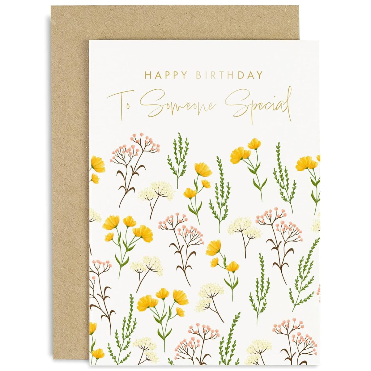 Old English Co. Happy Birthday Card For Someone Special From Bst Friend - Cute Floral Design With Gold Foil - Colourful Artistic Daughter, Sister, Mother Birthday Cards | Blank Inside With Envelope
