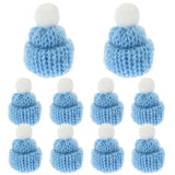 10Pcs Mini Christmas Knit Hats: Round Tiny Santa Hats With Pom Pom Knitting Doll Caps For Crafts, Small Santa Caps Crafts Christmas Tree Ornaments Diy Hair Accessories (Light Blue)