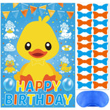 Pin The Tie On The Duck Party Game, Duck Birthday Party Supplies, Large Poster For Wall Home Room Decorations