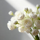 Ranunculus Artificial Flower, 18 Pcs Faux Silk Mini Ranunculus Flowers For Diy Bouquet, Bulk Fake Wedding Filler Flowers For Centerpieces Arrangements Bridal Shower Decorations (Light Champagne)