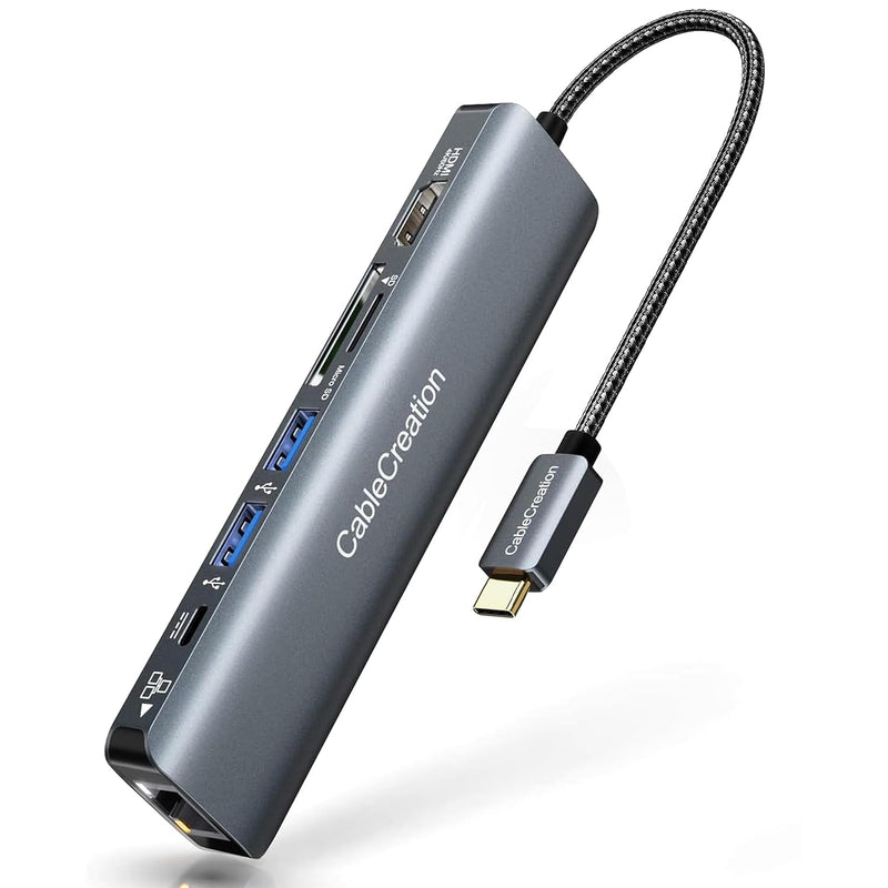 USB C Hub 4K 60Hz, CableCreation 7-in-1 USB-C Hub Multiport Adapter with 1Gbps