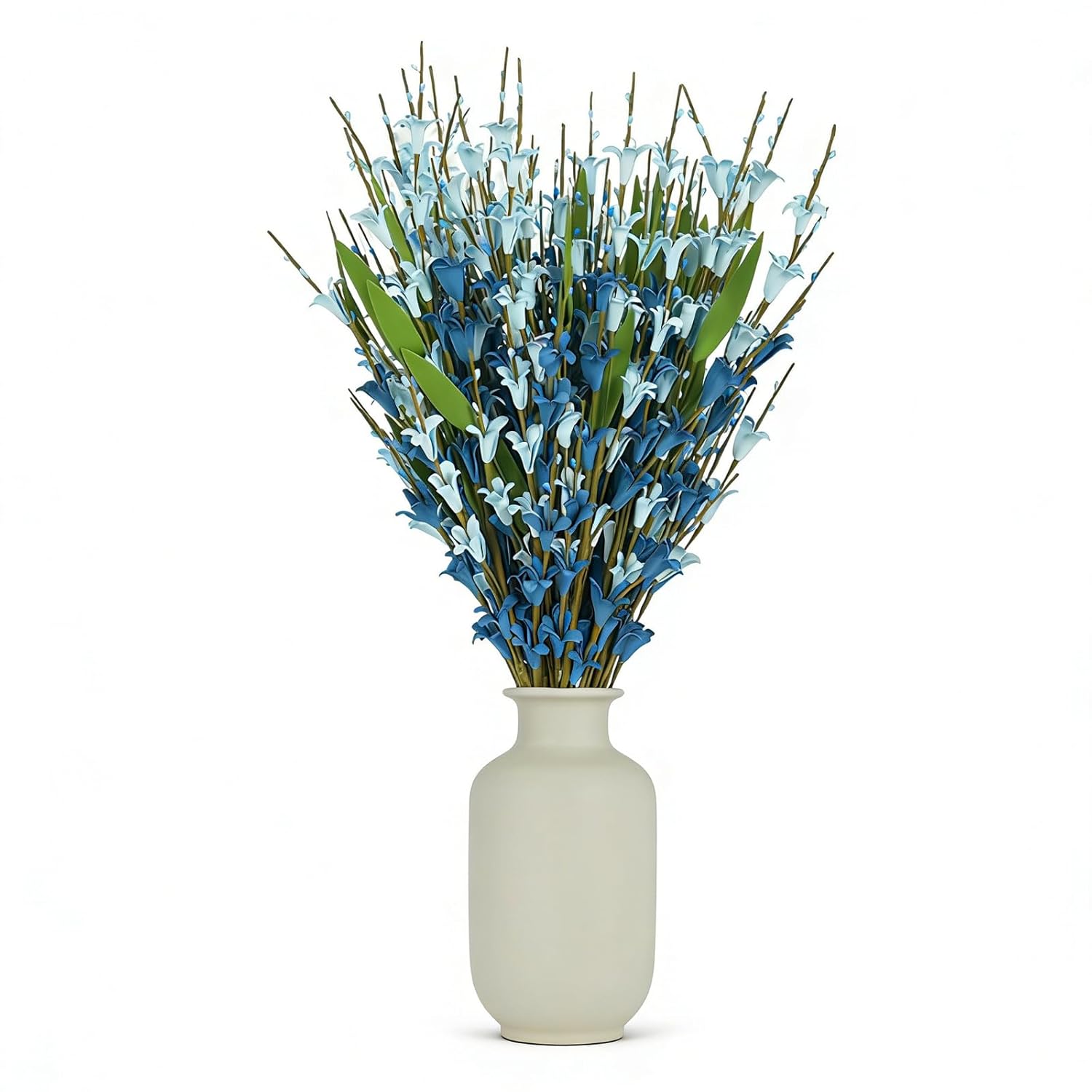 17.7 Inch 20 Pcs Blue Witch Hazel Branches, Artificial Flower Stems For Vase Decor, Diy Wreath Making, Bedside Table, Windowsill, Table Centerpiece, Mantel & Office Spring Home Decoration