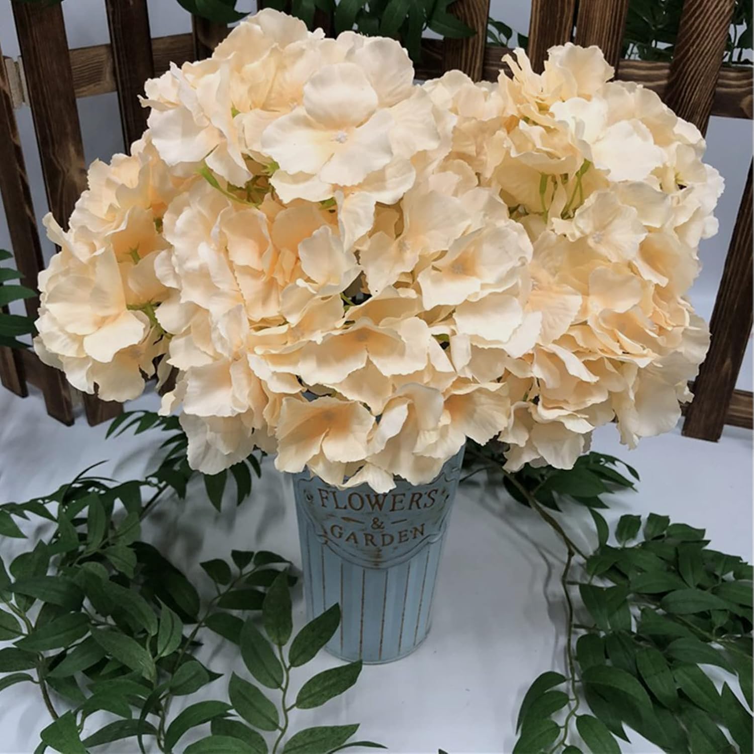 Silk Hydrangea Heads 30 Pcs Artificial Flowers Only Heads No Stems Fake Hydrangea Flowers For Home Wedding Decor No Stems (Light Yellow)