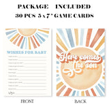 Sunshine Fill In Baby Shower Game Cards - Here Comes The Son - Wishes For Baby Game For Boys - Baby Announcement Gender Reveal Baby Shower Party Activities For New Parents To Be - A03