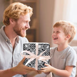 Reversible Foil Wrapping Paper - Navy Blue Geometric & Silver Design, 17 Inch X 33 Feet Art Deco Metallic Gift Wrap For Birthday, Graduation, Father'S Day, Weddings & More