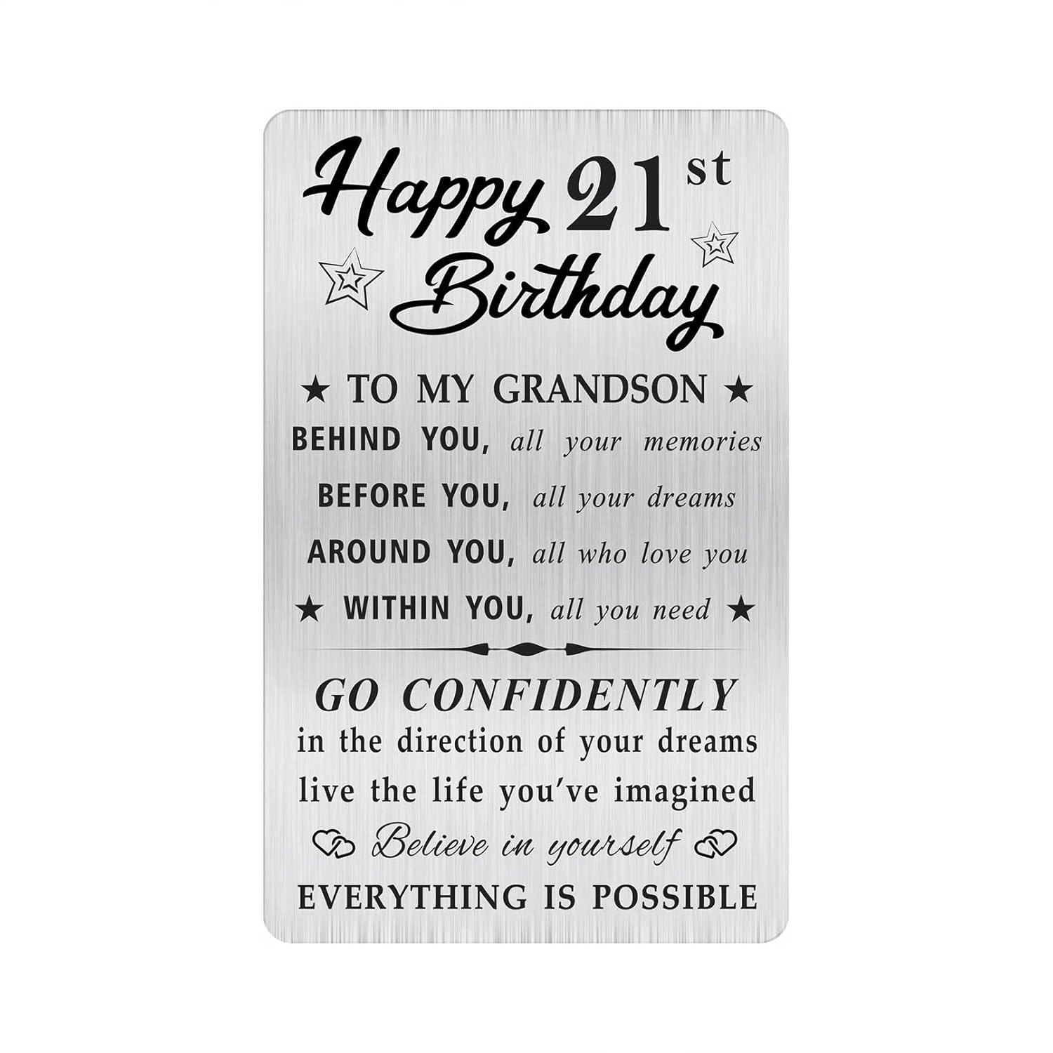 Grandson 21St Birthday Card, Happy 21 Birthday Grandson Gifts Ideas, Small Engraved Wallet Card