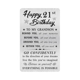 Grandson 21St Birthday Card, Happy 21 Birthday Grandson Gifts Ideas, Small Engraved Wallet Card
