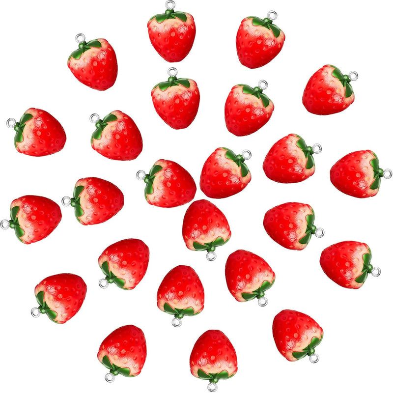 Strawberry Pendant Charms Fruit Pendant Resin Charms 3D Strawberry Charms Stra