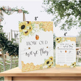Sunflower Bee How Old Were The Bride And Groom Game, Guessing The Age Photo, Bridal Shower Wedding Shower Game (1 Sign And 30 Cards)-Bng11