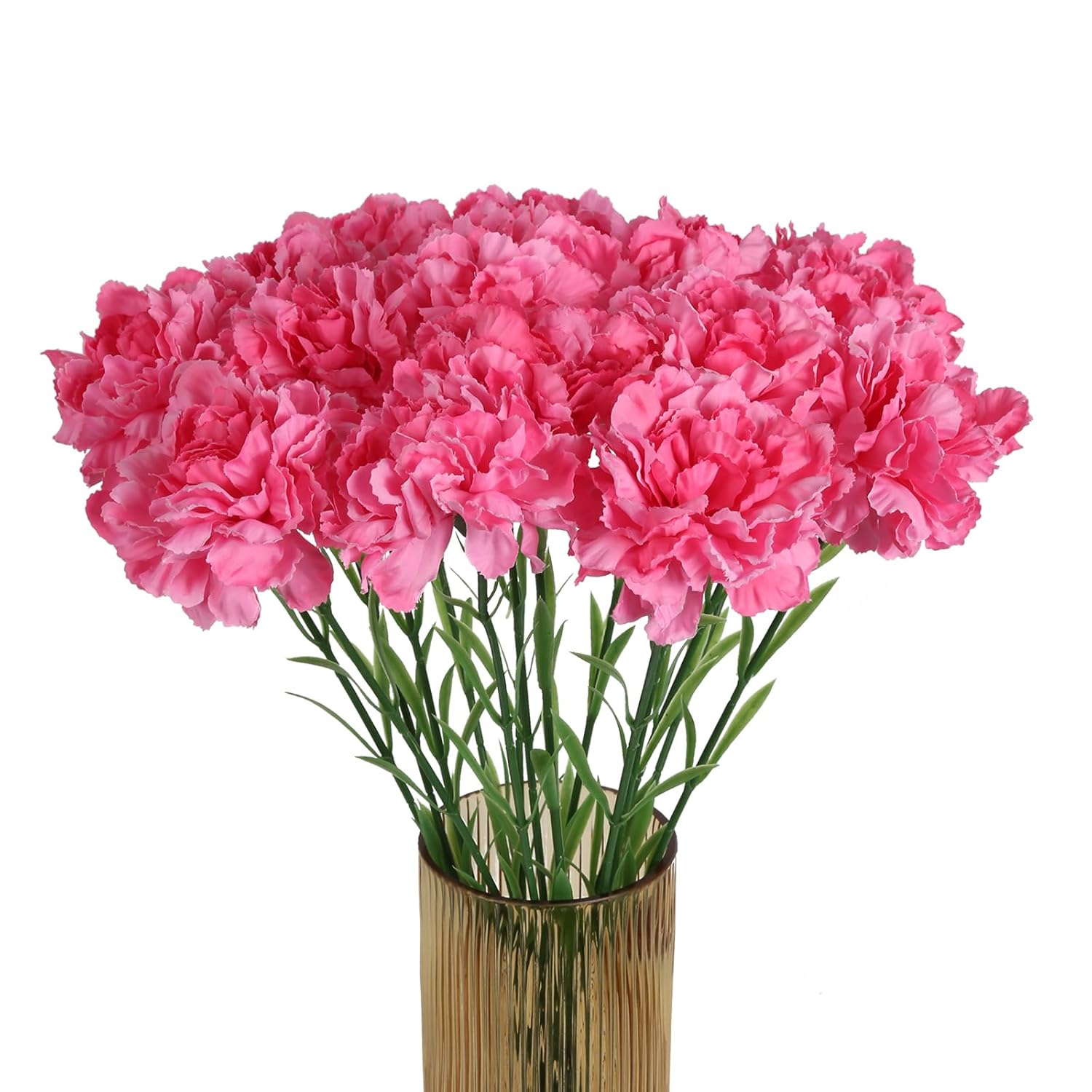 Pink Carnations Artificial Flowers 15Pcs Carnations Flowers Silk Flowers 21.25In Fake Flowers For Wedding Home Table Centerpieces Floral Arrangements(Hot Pink)