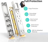 2 Pack Surge Protector Power Strip 4 Outlets 2FT Extension Cord Wall Mount White
