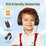 Kids Wired Headphones with Mic, 85/94dB, Foldable, Shareport, Black/Red