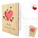 Valentine'S Day Greeting Card Handmade Wooden(With Envelope), Happy Valentine'S Day Red Love Heart, For Girlfriend Boyfriend Wife Husband Mum Dad Valentine'S Day Gifts Card