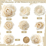 Set Of 50 Diy Sola Wood Flowers Assortment Small Craft Wooden Flowers Fake Flower Bulk For Wedding Home Decorations Diy Bouquet 1.38-1.77 Inch(Classic,Cream White)