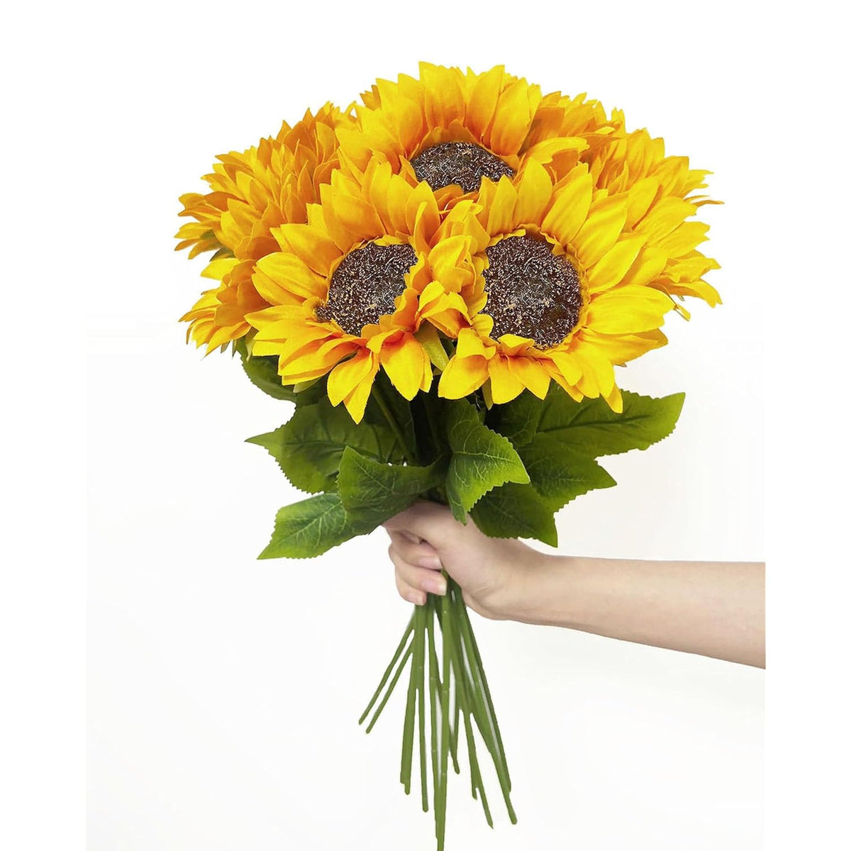 10Pcs Sunflowers Artificial Flowers, Fake Silk Sunflower With Long Stem, Artificial Sunflowers For Fall Home Decor, Baby Shower, Wedding Decor And Cemetery Flowers Decor