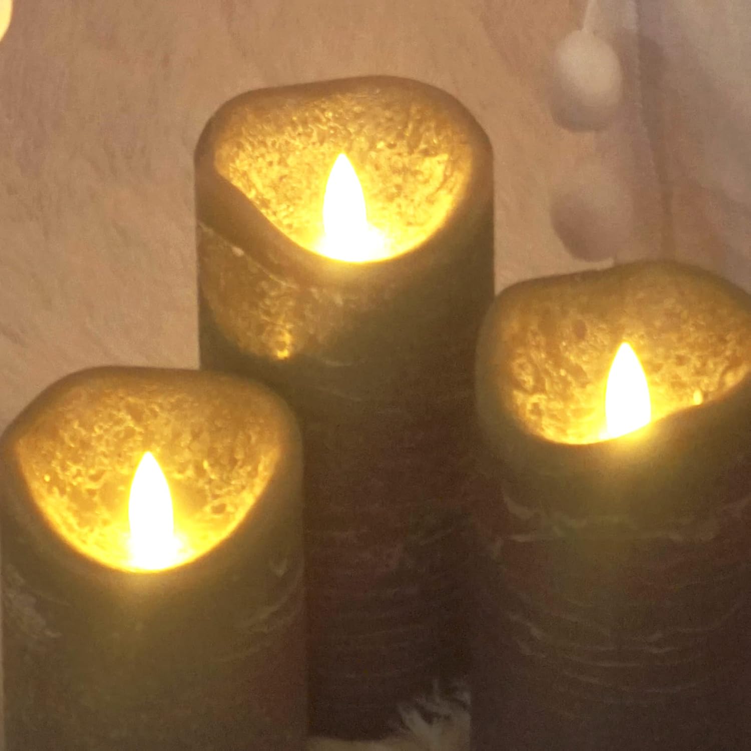 Real Wax Battery Operated Flameless Pillar Candles With Remote And Timer Realistic Flickering Electric Tall Led Lights For Wedding Dinner Party Christmas Centerpiece Fireplace Decor 3 Pack Gray