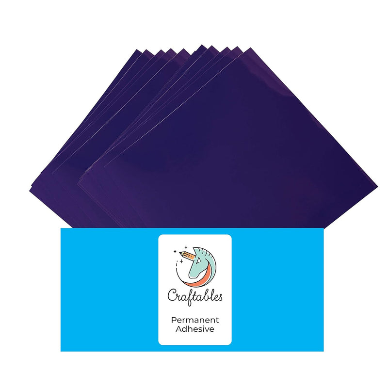 Purple Vinyl Sheets - Permanent, Adhesive, Glossy & Waterproof | (10)