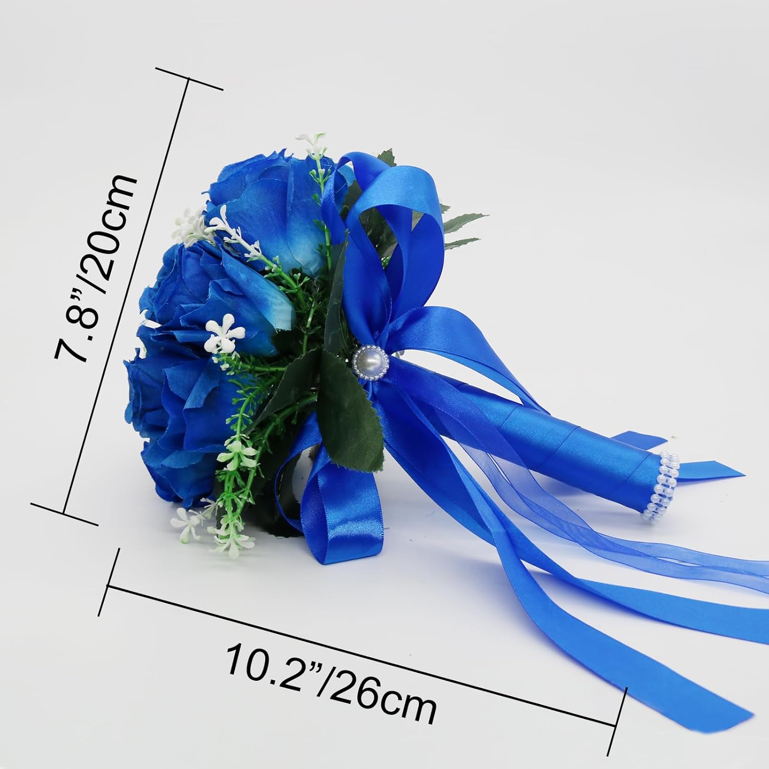 Wedding Bouquets For Bride, Small Bridal Flower For Bridesmaid, Artificial Blue Toss Rose