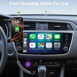 2 Pack 3FT Retractable USB A to USB C Car Charging Cable Fast Charging Braided Cord