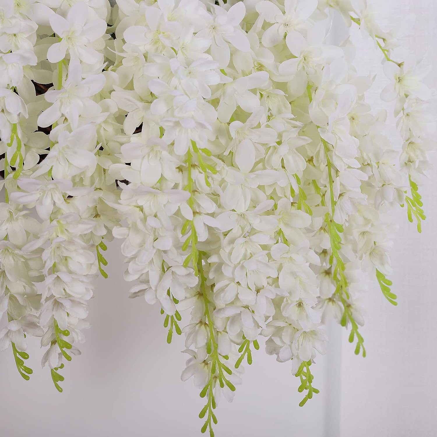 Silk Wisteria Flower Artificial 2.13 Feet Hanging Wisteria Vine Fake Flower Bush String Home Party Wedding Decoration,Pack Of 4?White?